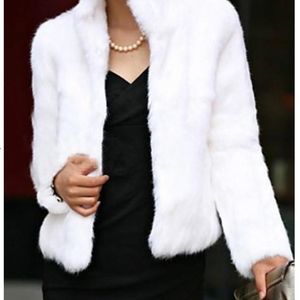 White faux fur jacket